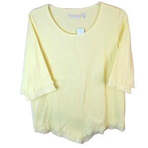 Soft Surroundings Siesta‎ Key Pullover Tunic Top Women's Large Yellow Iris NEW!